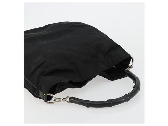 Borsa a Spalla Gucci Bamboo in Nylon Nero Argento 001 1577 Auth bs34590 - vista 6