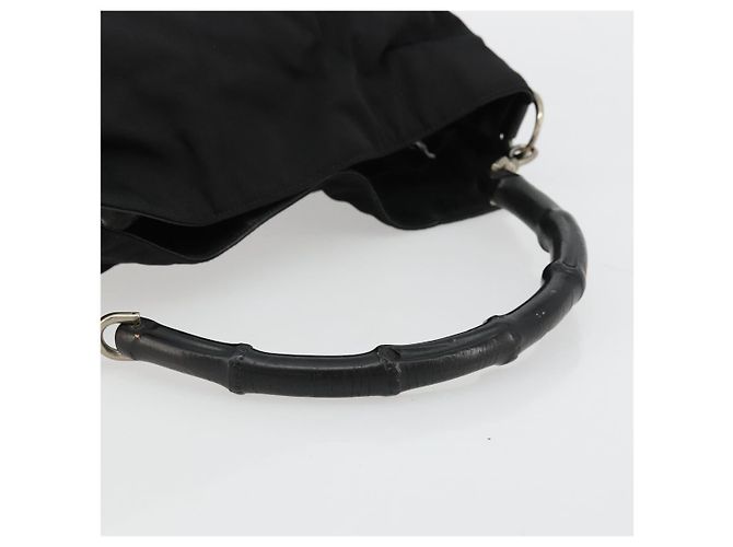 Borsa a Spalla Gucci Bamboo in Nylon Nero Argento 001 1577 Auth bs34590 - vista 7