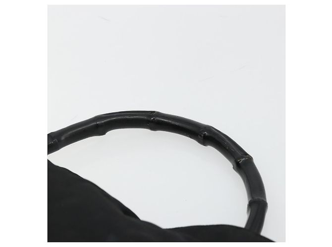 Borsa a Spalla Gucci Bamboo in Nylon Nero Argento 001 1577 Auth bs34590 - vista 8