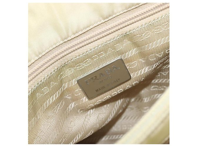 PRADA Borsa a mano in nylon avorio argento autentica bs34653 Crudo - vista 10