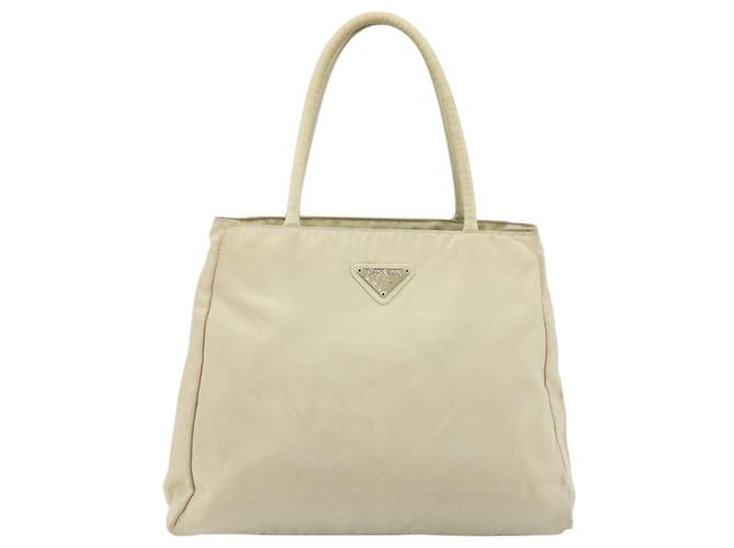 PRADA Borsa a mano in nylon avorio argento autentica bs34653 Crudo - vista 13
