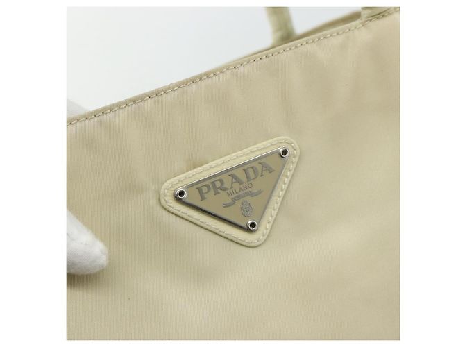 PRADA Borsa a mano in nylon avorio argento autentica bs34653 Crudo - vista 17