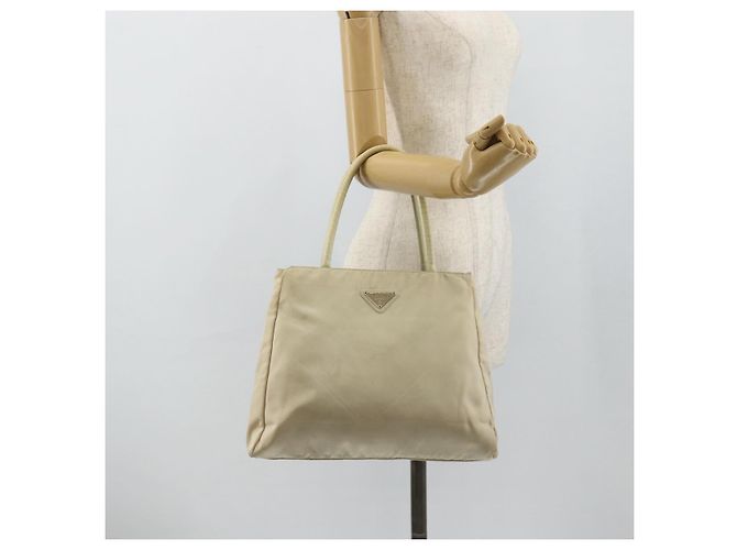 PRADA Borsa a mano in nylon avorio argento autentica bs34653 Crudo - vista 25