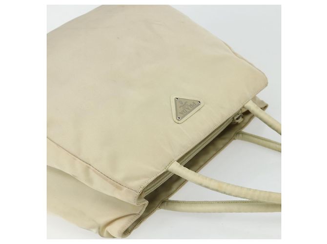 PRADA Borsa a mano in nylon avorio argento autentica bs34653 Crudo - vista 6