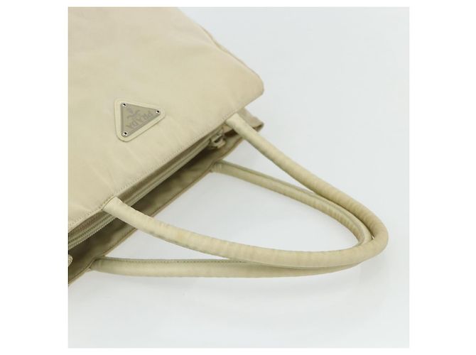 PRADA Borsa a mano in nylon avorio argento autentica bs34653 Crudo - vista 7