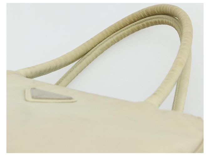 PRADA Borsa a mano in nylon avorio argento autentica bs34653 Crudo - vista 8