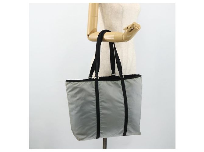 PRADA Alte Tote Tasche Nylon Hellblau Silber Auth am11438 - Ansicht 25