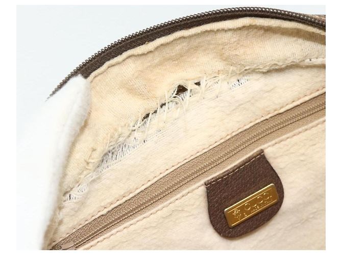 Gucci Borsa a mano GG Supreme in PVC beige e oro 000 58 0090 Auth 175308 D'oro - vista 10