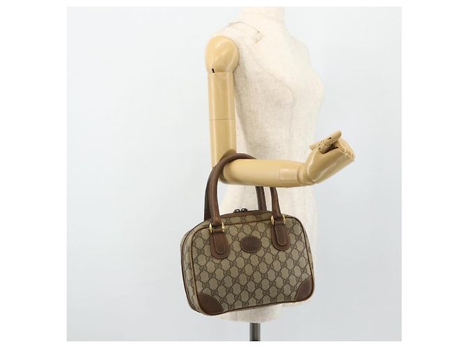 Gucci Borsa a mano GG Supreme in PVC beige e oro 000 58 0090 Auth 175308 D'oro - vista 23