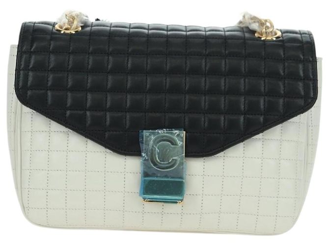 Céline Bolso de hombro Celine C Medium de cuero negro y dorado Auth mr2314SAV - vista 13