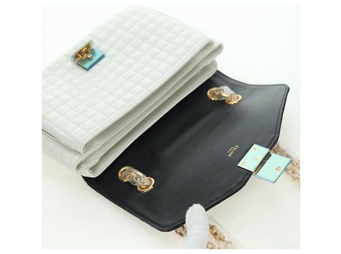 Céline Bolso de hombro Celine C Medium de cuero negro y dorado Auth mr2314SAV - vista 20