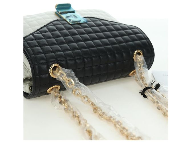 Céline Bolso de hombro Celine C Medium de cuero negro y dorado Auth mr2314SAV - vista 6