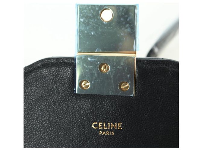 Céline Bolso de hombro Celine C Medium de cuero negro y dorado Auth mr2314SAV - vista 9