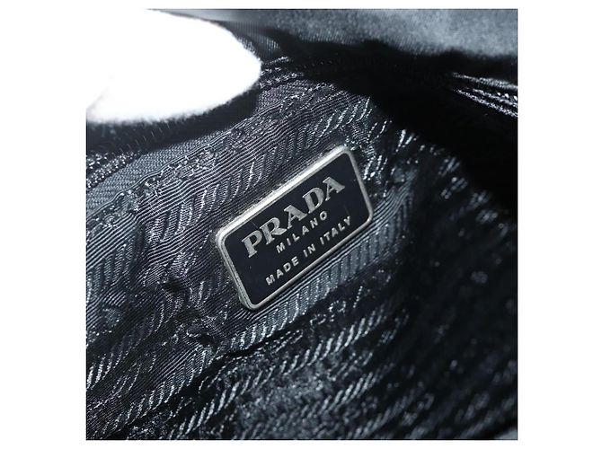 PRADA Borsa a mano in nylon nero argento Auth bs34642 - vista 10