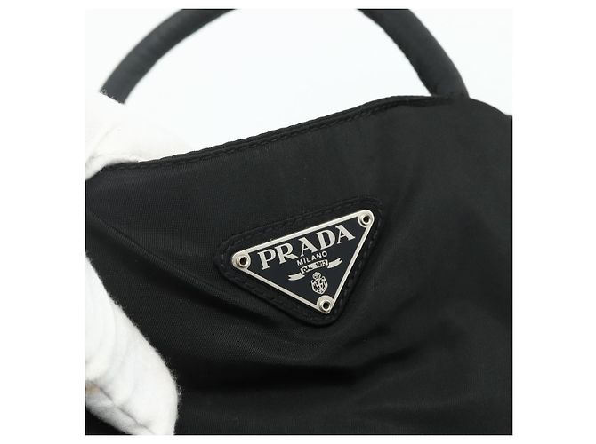 PRADA Borsa a mano in nylon nero argento Auth bs34642 - vista 17