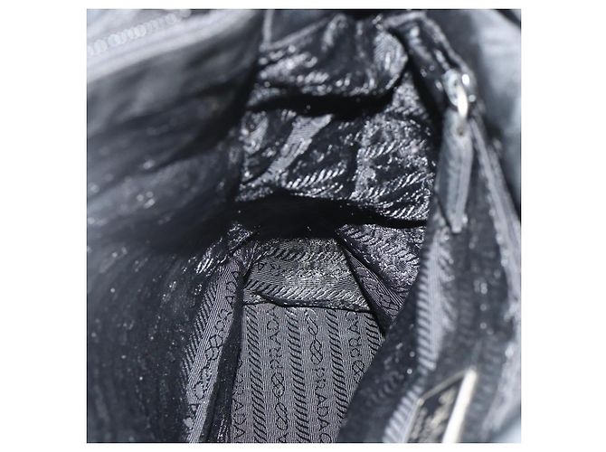PRADA Borsa a mano in nylon nero argento Auth bs34642 - vista 19