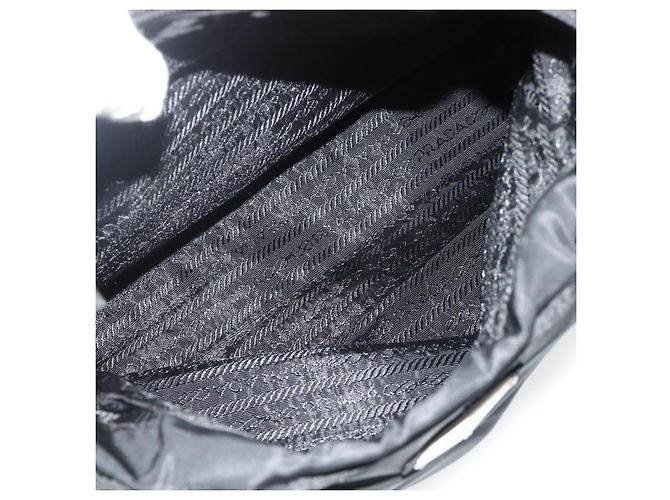 PRADA Borsa a mano in nylon nero argento Auth bs34642 - vista 24