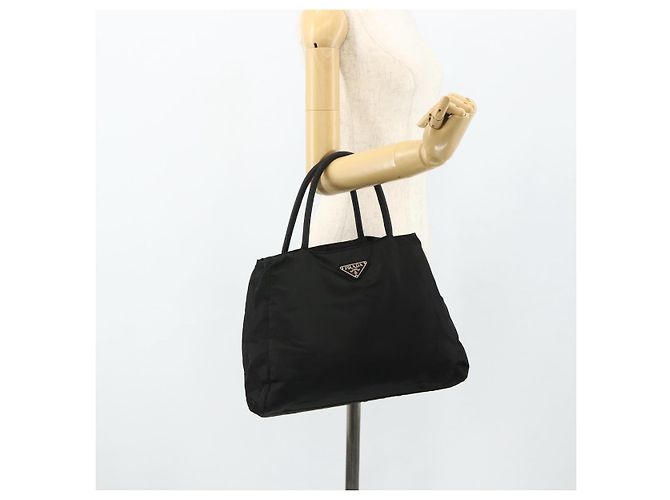 PRADA Borsa a mano in nylon nero argento Auth bs34642 - vista 25