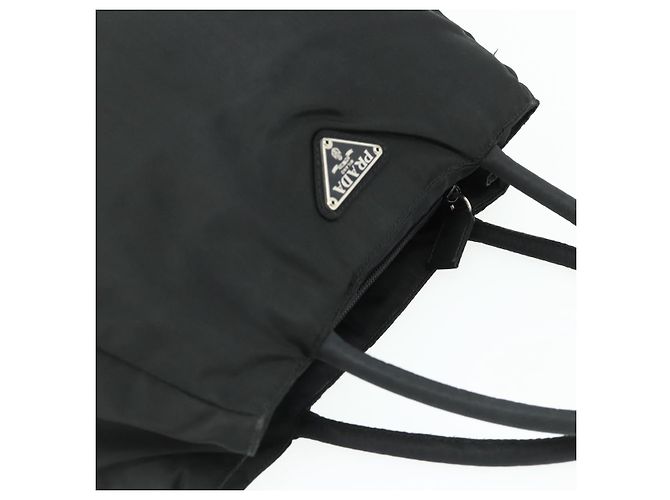 PRADA Borsa a mano in nylon nero argento Auth bs34642 - vista 6