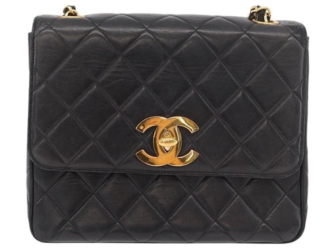 CHANEL Borsa a Spalla Matelassé in Pelle di Agnello Nera Oro CC Auth 175090SAV Nero D'oro - vista 13