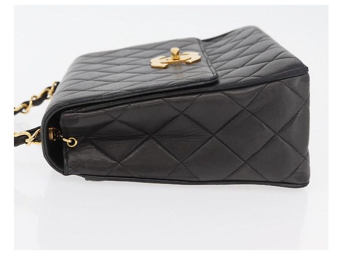 CHANEL Borsa a Spalla Matelassé in Pelle di Agnello Nera Oro CC Auth 175090SAV Nero D'oro - vista 4