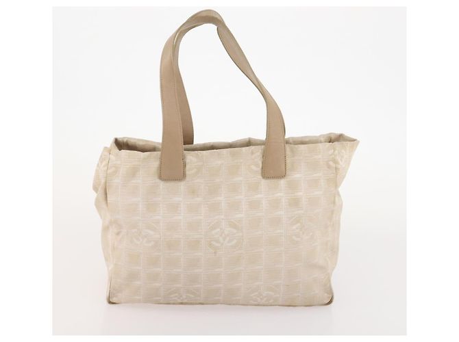 CHANEL Nuova Linea da Viaggio Borsa Tote Nylon 2 Set Beige CC Auth ti3894 - vista 10