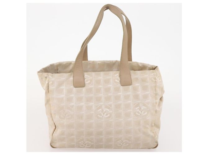 CHANEL Nuova Linea da Viaggio Borsa Tote Nylon 2 Set Beige CC Auth ti3894 - vista 11