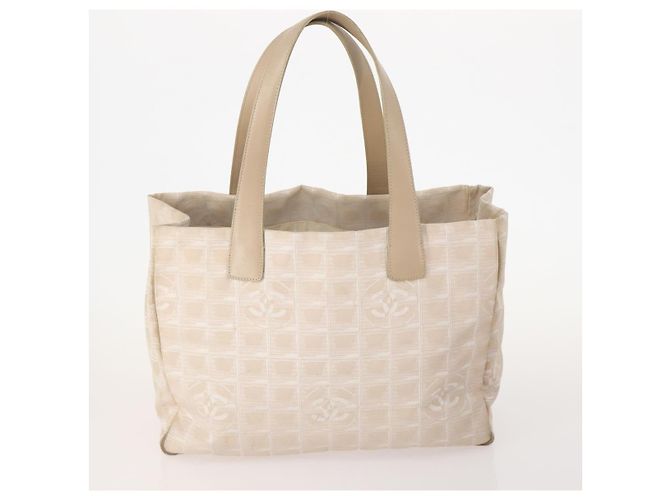 CHANEL Nuova Linea da Viaggio Borsa Tote Nylon 2 Set Beige CC Auth ti3894 - vista 2