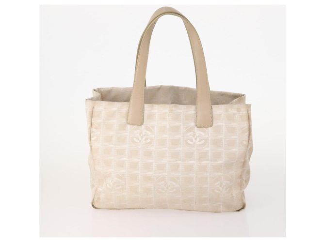 CHANEL Nuova Linea da Viaggio Borsa Tote Nylon 2 Set Beige CC Auth ti3894 - vista 3