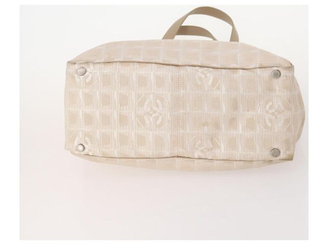 CHANEL Nuova Linea da Viaggio Borsa Tote Nylon 2 Set Beige CC Auth ti3894 - vista 7