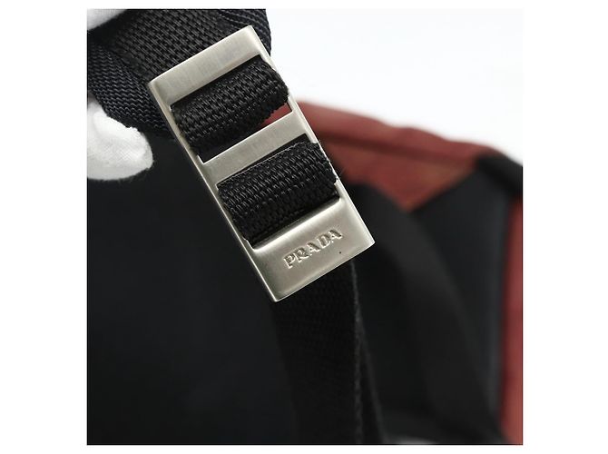 PRADA Backpack Nylon Red Silver Auth 176229 Silvery - view 20