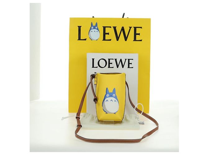 LOEWE - Borsa Totoro Medium Gate Pocket in pelle gialla Auth 167254SM di Studio Ghibli Giallo - vista 12