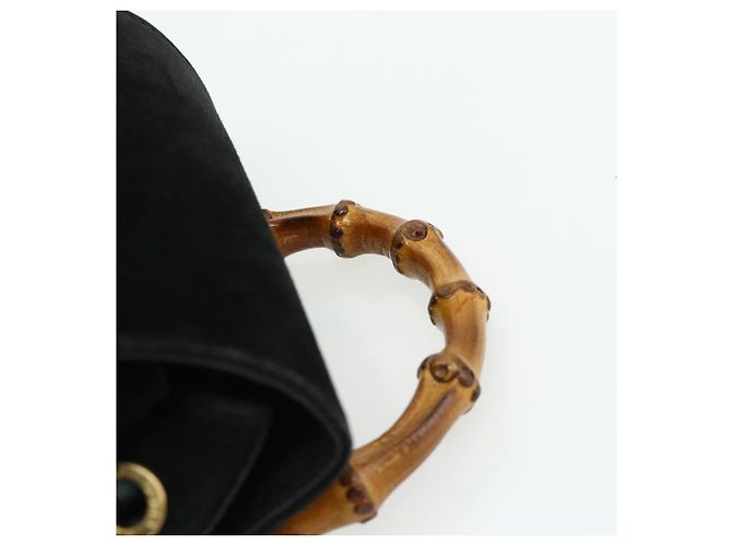Bamboo Zaino in Bambù GUCCI Camoscio Nero Oro 003 2034 0030 Auth 177116 D'oro - vista 14