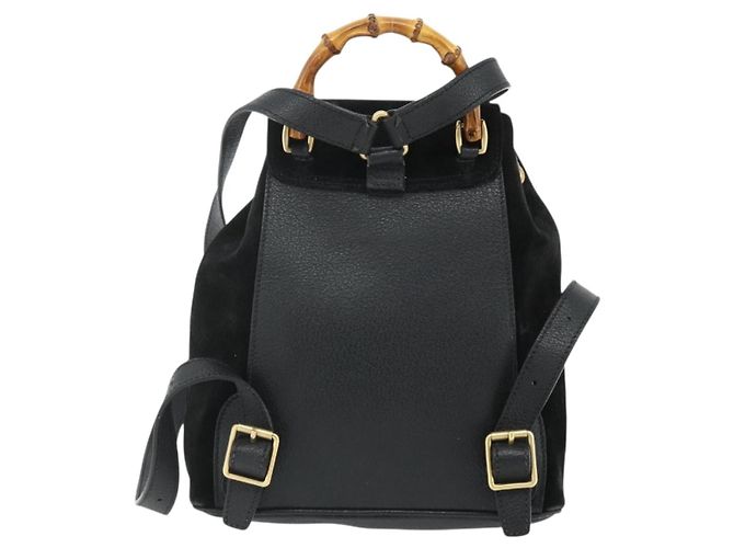 Bamboo Zaino in Bambù GUCCI Camoscio Nero Oro 003 2034 0030 Auth 177116 D'oro - vista 2