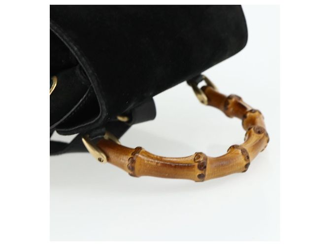 Bamboo Zaino in Bambù GUCCI Camoscio Nero Oro 003 2034 0030 Auth 177116 D'oro - vista 7