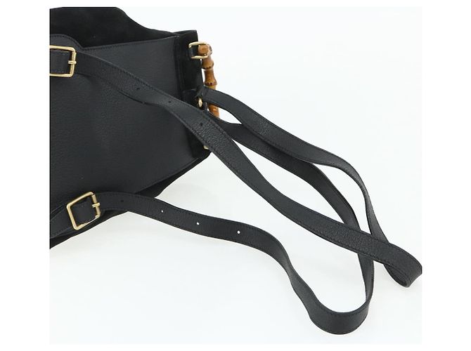 Bamboo Zaino in Bambù GUCCI Camoscio Nero Oro 003 2034 0030 Auth 177116 D'oro - vista 8