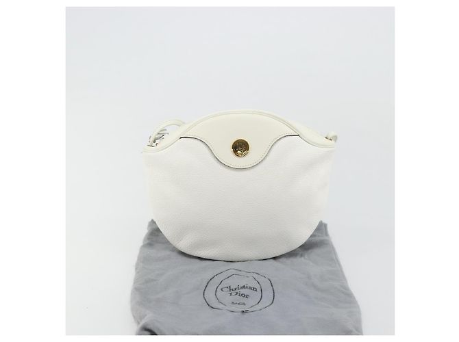 Borsa a Spalla Christian Dior in Pelle Bianca e Oro Auth 176650 Bianco D'oro - vista 12