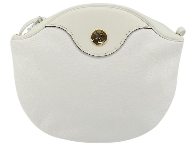 Borsa a Spalla Christian Dior in Pelle Bianca e Oro Auth 176650 Bianco D'oro - vista 13