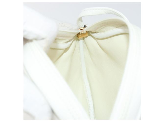Borsa a Spalla Christian Dior in Pelle Bianca e Oro Auth 176650 Bianco D'oro - vista 19