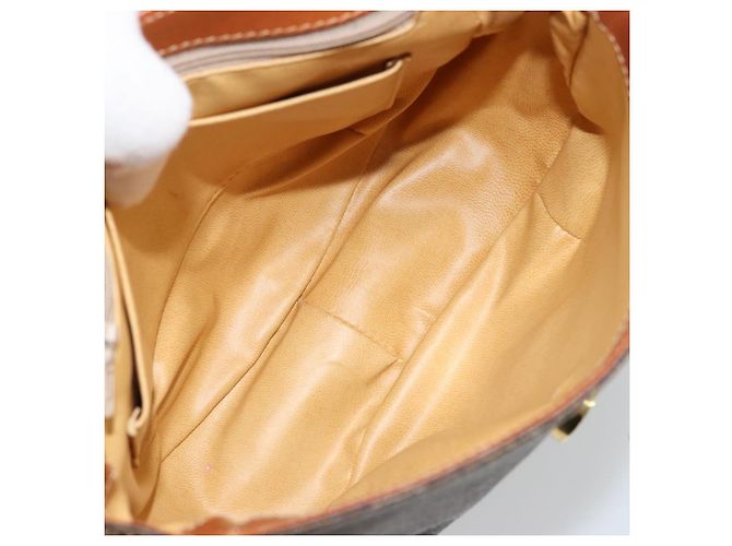 Edge Céline Borsa a Spalla in Tela Macadam CELINE in Pelle PVC Marrone Oro Auth BA12236 D'oro - vista 12
