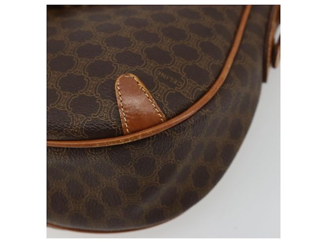 Edge Céline Borsa a Spalla in Tela Macadam CELINE in Pelle PVC Marrone Oro Auth BA12236 D'oro - vista 14