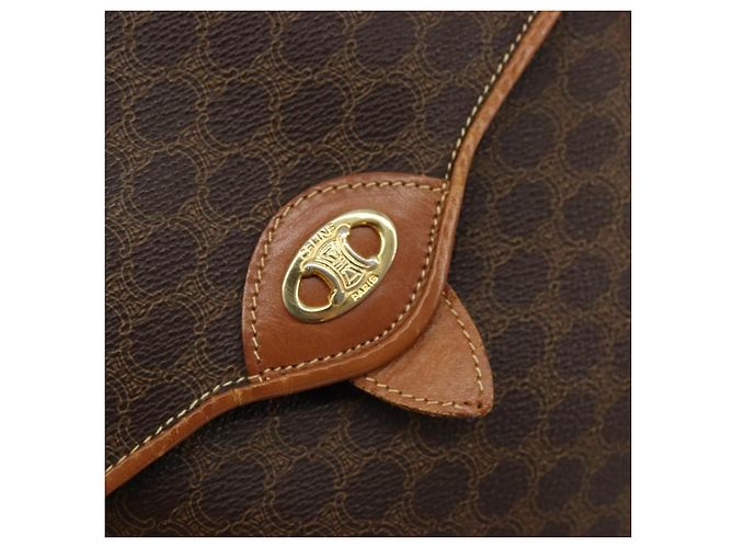 Edge Céline Borsa a Spalla in Tela Macadam CELINE in Pelle PVC Marrone Oro Auth BA12236 D'oro - vista 17