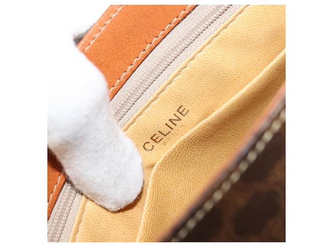 Edge Céline Borsa a Spalla in Tela Macadam CELINE in Pelle PVC Marrone Oro Auth BA12236 D'oro - vista 19