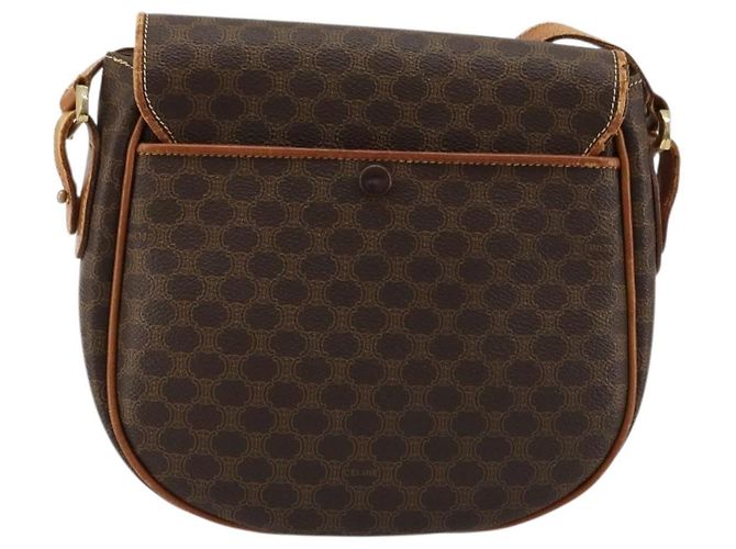 Edge Céline Borsa a Spalla in Tela Macadam CELINE in Pelle PVC Marrone Oro Auth BA12236 D'oro - vista 2