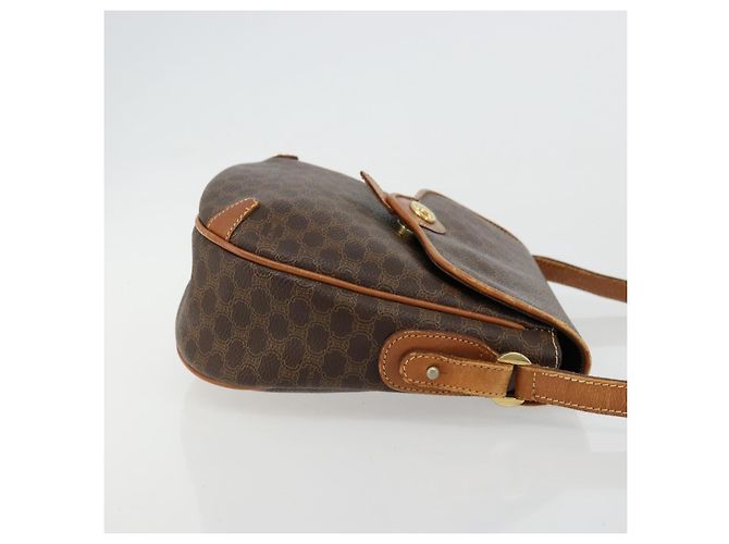 Edge Céline Borsa a Spalla in Tela Macadam CELINE in Pelle PVC Marrone Oro Auth BA12236 D'oro - vista 3