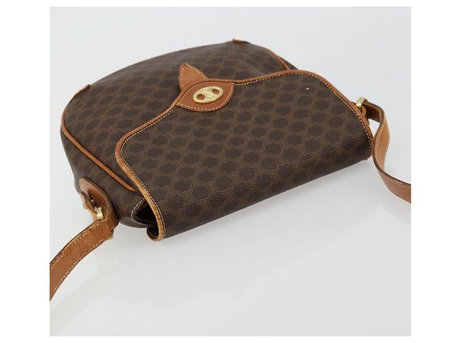 Edge Céline Borsa a Spalla in Tela Macadam CELINE in Pelle PVC Marrone Oro Auth BA12236 D'oro - vista 6