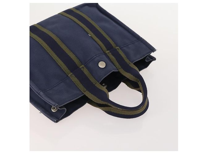 Hermès HERMES Borsa Fourre Tout PM in tela 3 pezzi Blu Marino Nero Auth 175803 Blu navy - vista 12