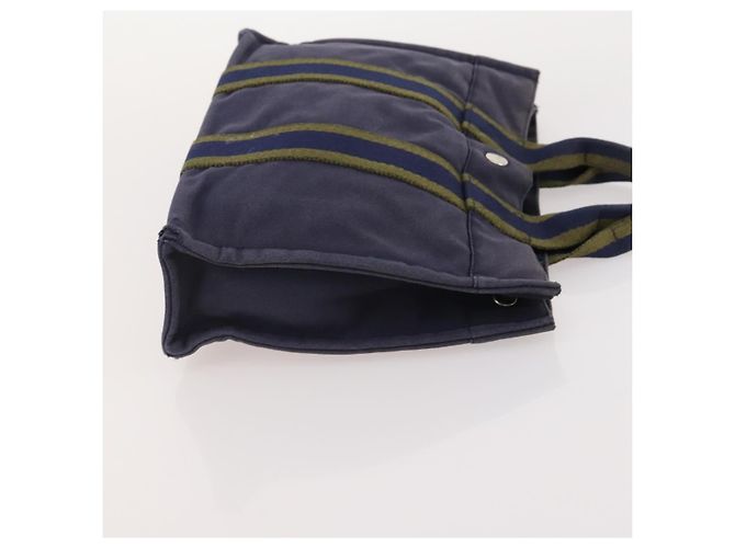 Hermès HERMES Borsa Fourre Tout PM in tela 3 pezzi Blu Marino Nero Auth 175803 Blu navy - vista 18