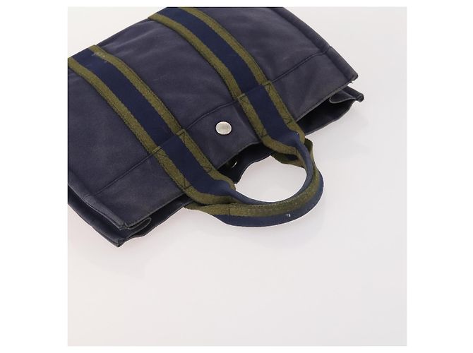 Hermès HERMES Borsa Fourre Tout PM in tela 3 pezzi Blu Marino Nero Auth 175803 Blu navy - vista 19