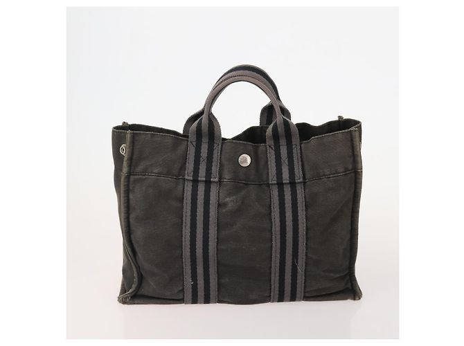 Hermès HERMES Borsa Fourre Tout PM in tela 3 pezzi Blu Marino Nero Auth 175803 Blu navy - vista 2